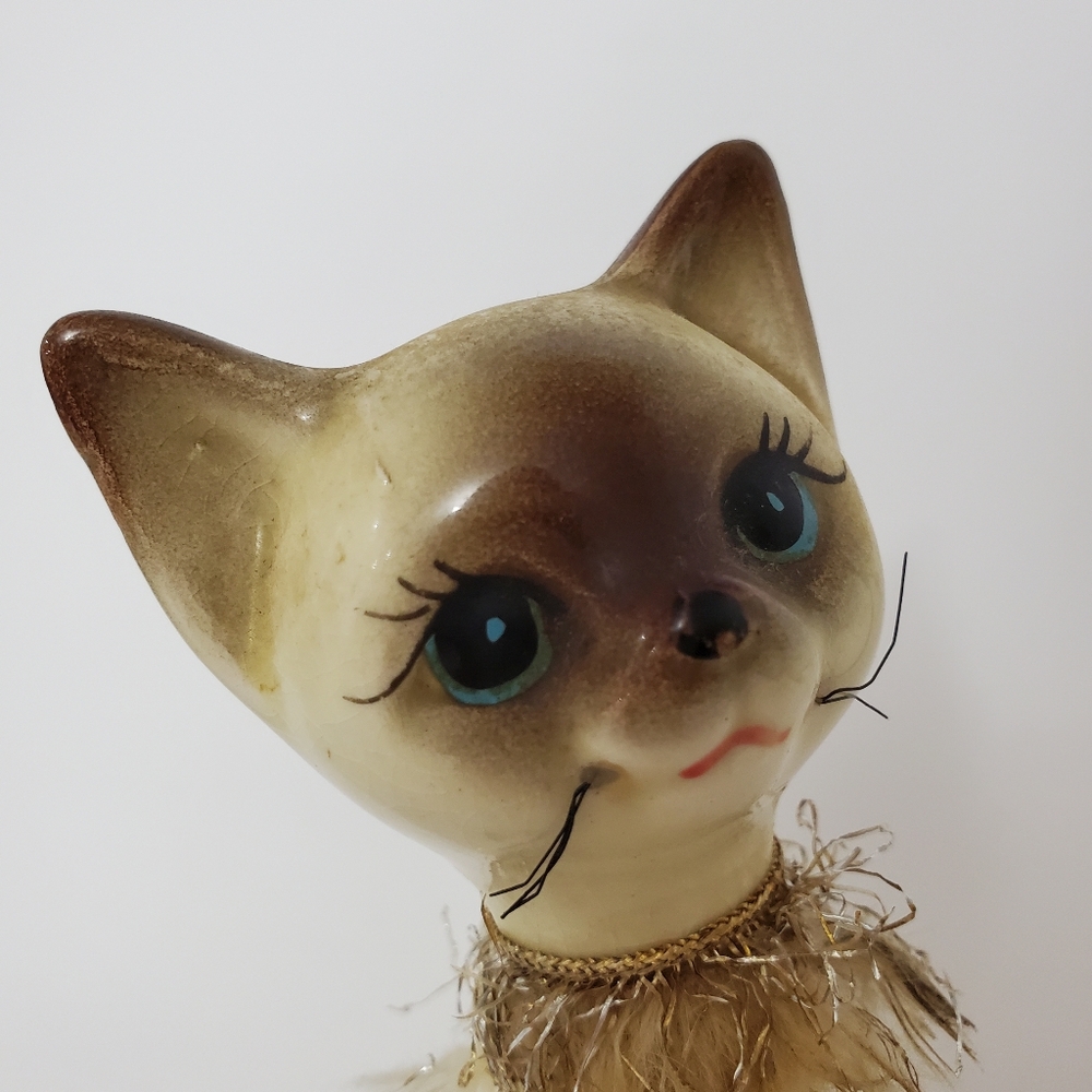 Vintage ELEGANT Siamese Cat Ornament